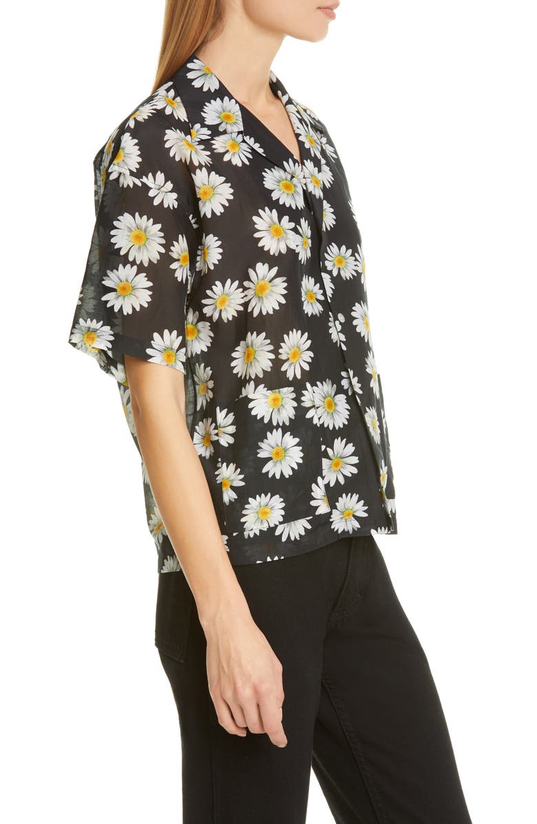 John Elliott Resort Daisy Print Button-Up Shirt, Alternate, color, 