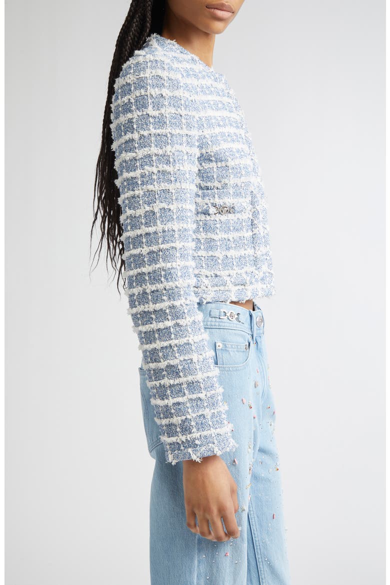 Medusa '95 Windowpane Tweed Crop Jacket, Alternate, color, LIGHT INDIGO