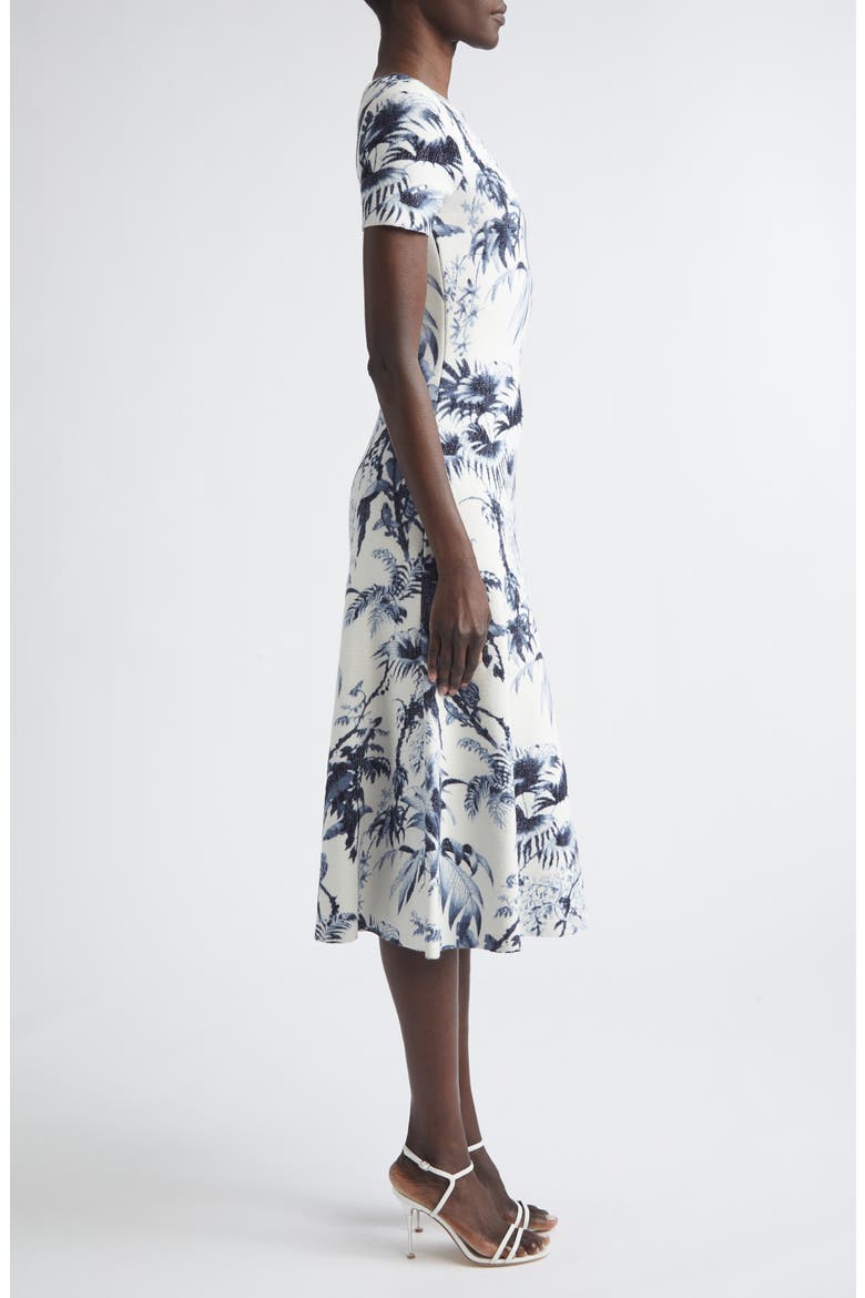 Tonal Tropical Knit Midi Dress, Alternate, color, NAVY/ IVORY