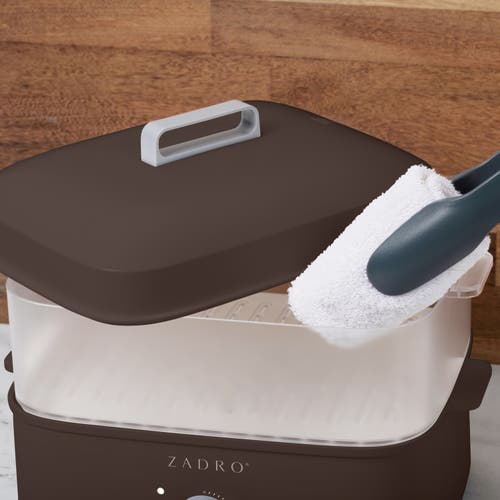 Zadro Countertop Towel Steamer With Tongs In Chocolate