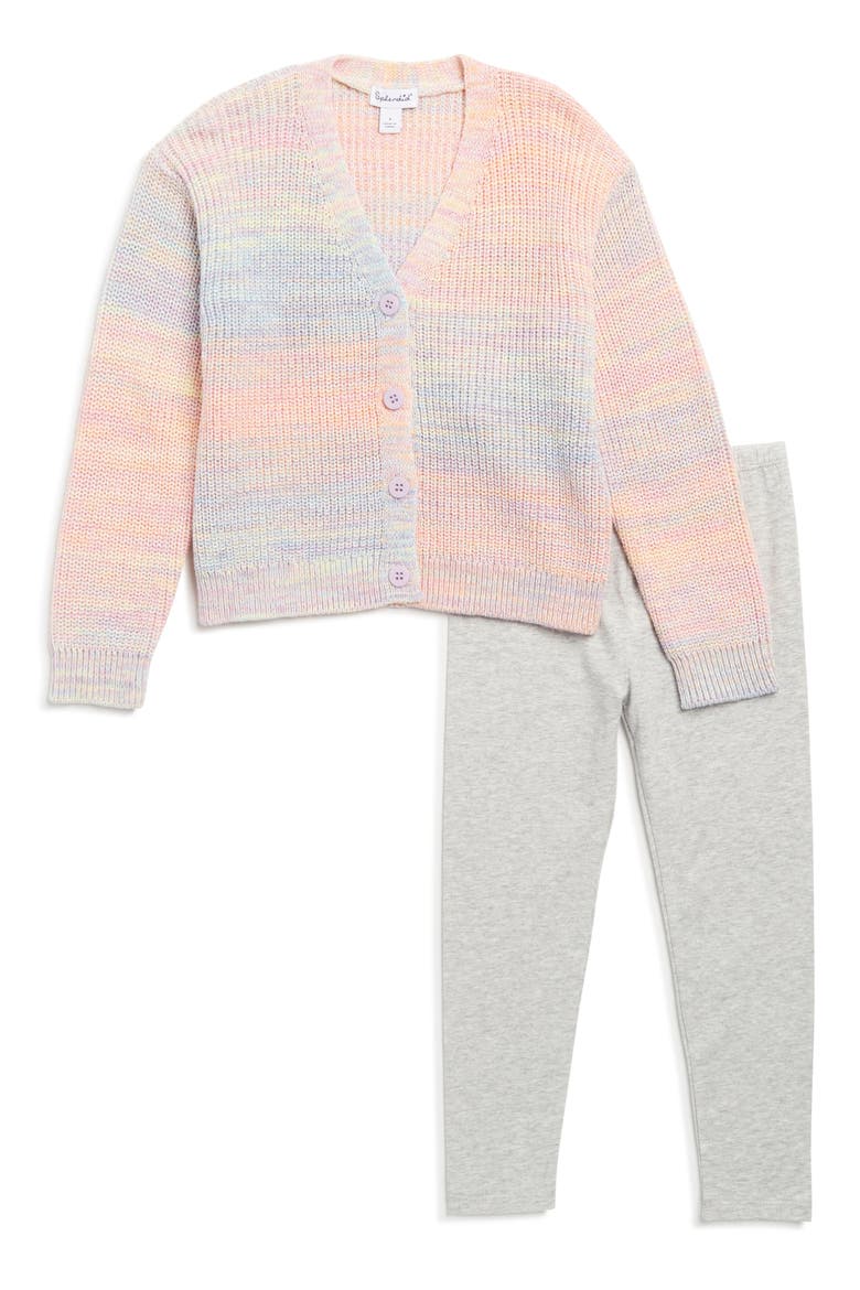 Kids' Sunset Marbled Cardigan & Leggings Set, Main, color, SUNSET MARL