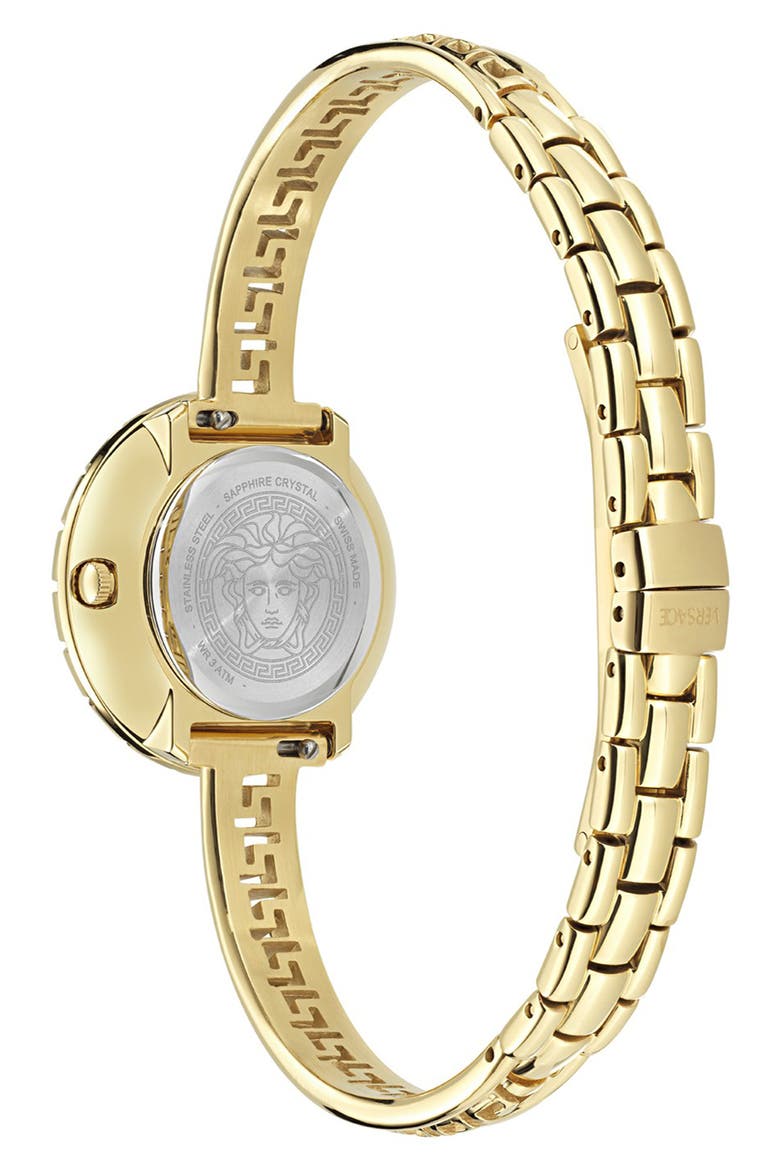 La Greca Diamond Bracelet Watch, Leather Strap & Pendant Chain Gift Set, 28mm, Alternate, color, YELLOW GOLD