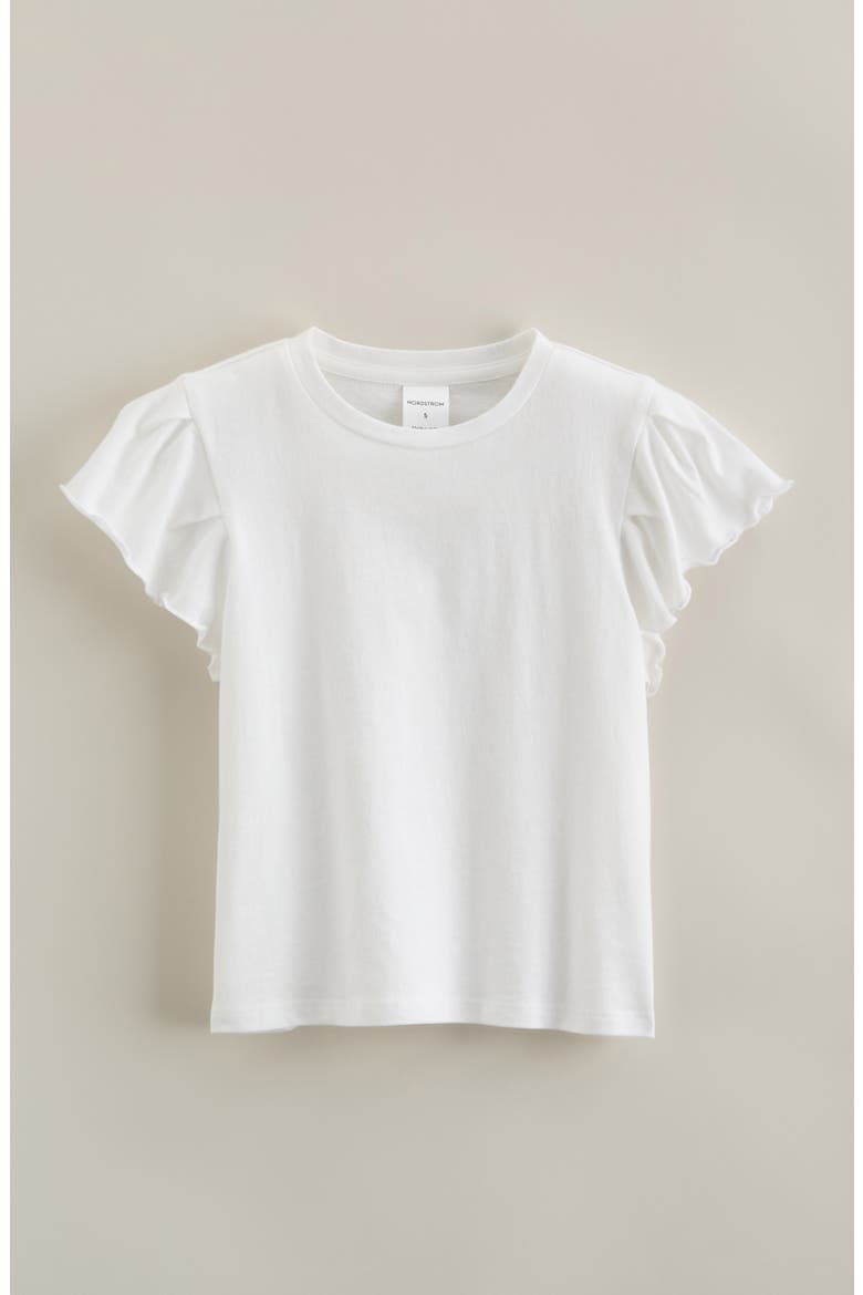 Kids' Flutter Sleeve Cotton T-Shirt, Main, color, WHITE