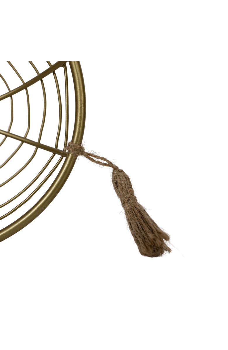 Foreside Home and Garden Trinket Tray Brass Metal with Jute Tassel, Alternate, color, Gold