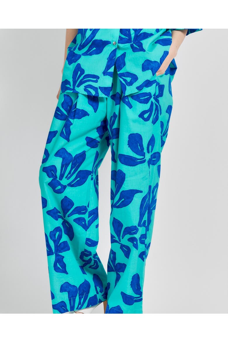 "Tropical Bliss" Wide-Leg Palazzo Pants, Alternate, color, Ocean Blue