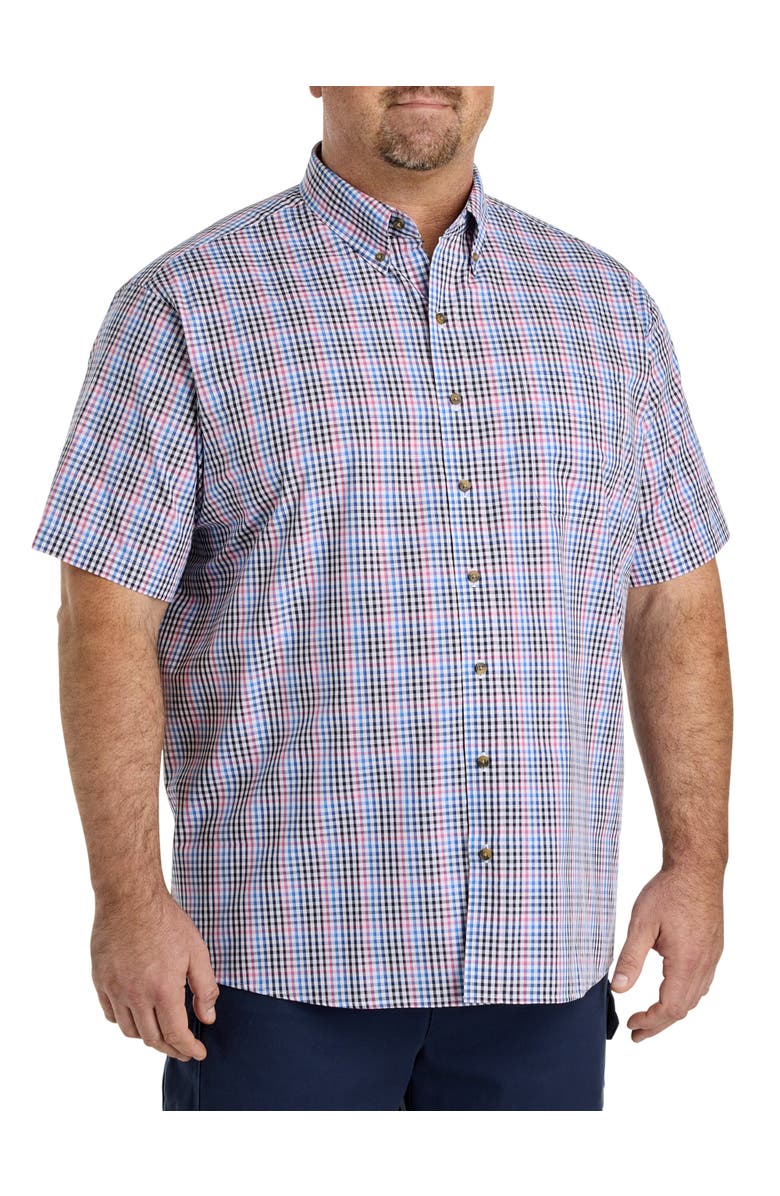 Harbor Bay by DXL Big & Tall Easy-Care Plaid Sport Shirt, Main, color, Black Pink