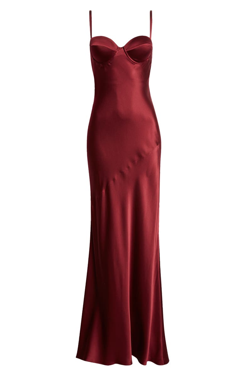 L'AGENCE Sayla Underwire Bias Cut Silk Mermaid Gown, Alternate, color, Dark Port