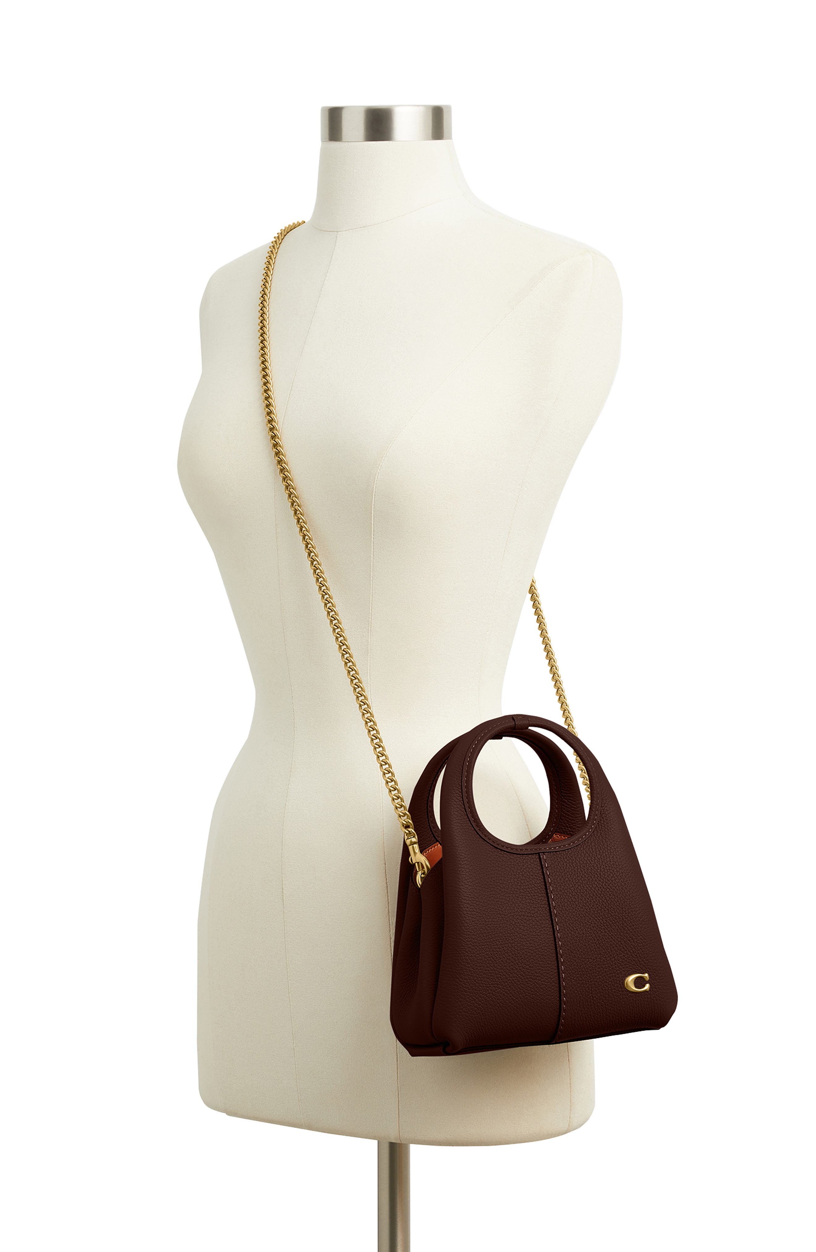 COACH Lana Polished Pebble Leather Shoulder Bag, Alternate, color, B4/Maple