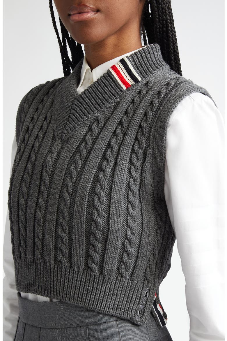 Cable Knit Virgin Wool Sweater Vest, Alternate, color, MEDIUM GREY