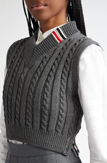 Thom Browne Cable Knit Virgin Wool Sweater Vest | Nordstrom