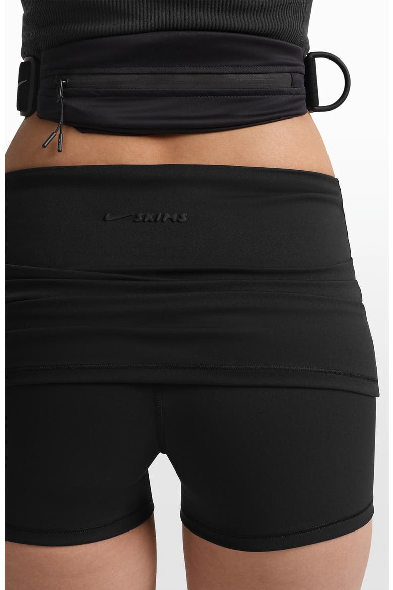Matte Foldover Waist Shorts, Alternate, color, OBSIDIAN