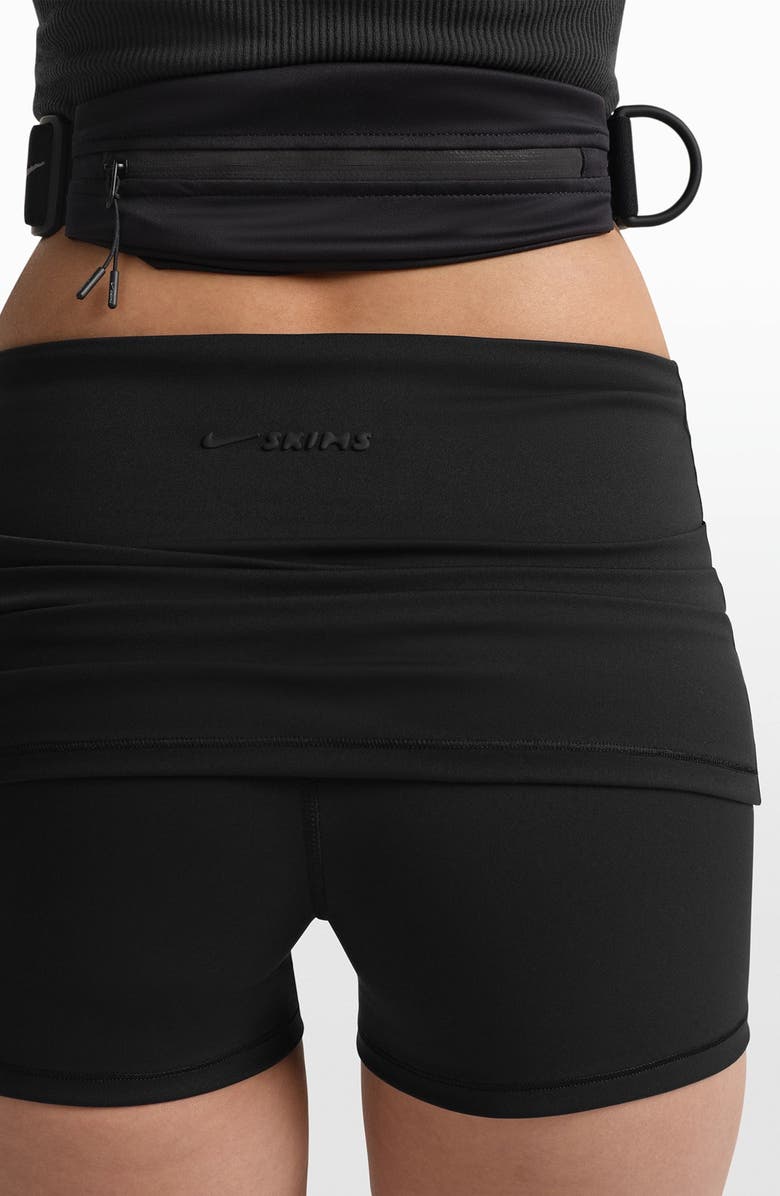 NikeSKIMS Matte Foldover Waist Shorts, Alternate, color, Obsidian