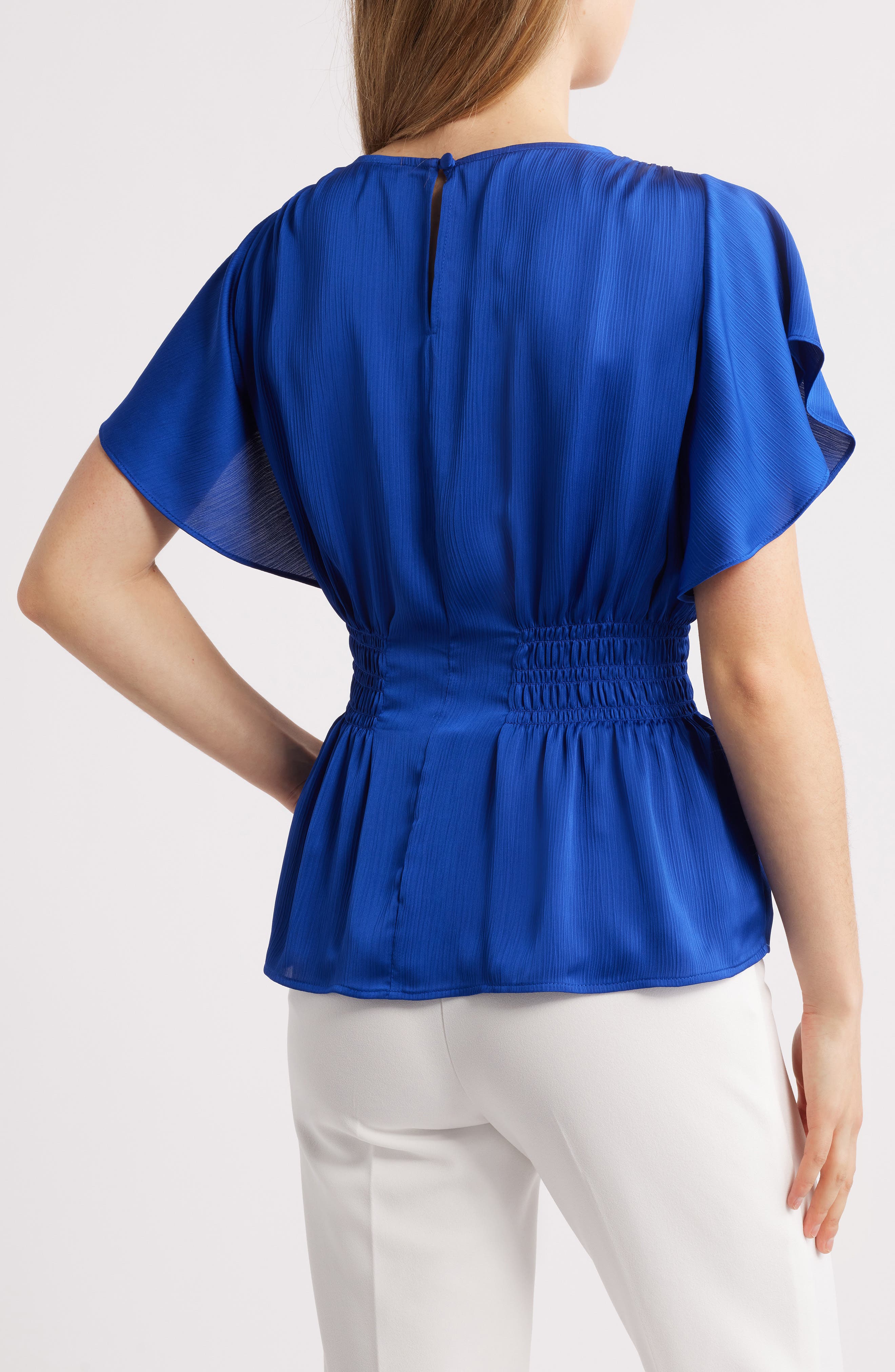 Flutter Sleeve Smock Waist Top - image 2