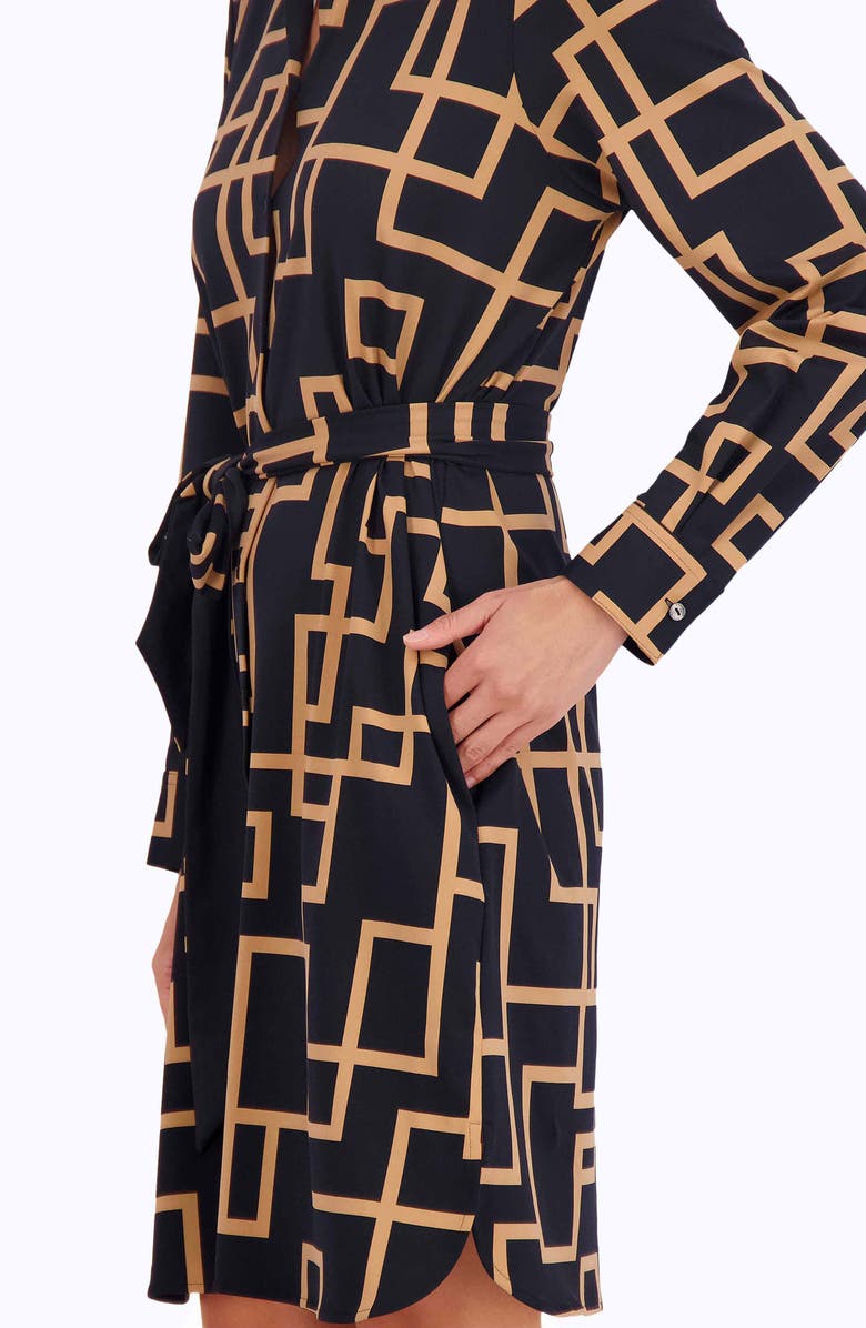 Foxcroft Rocca Maze Print Long Sleeve Shirtdress, Alternate, color, 