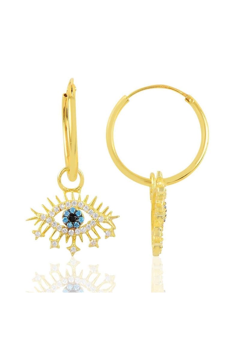 Evil Eye Earring Blue Eye Eyelash Sterling Silver Earring, Main, color, Gold