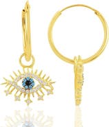 Spero London Evil Eye Earring Blue Eye Eyelash Sterling Silver Earring