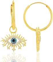 Spero London Evil Eye Earring Blue Eye Eyelash Sterling Silver Earring