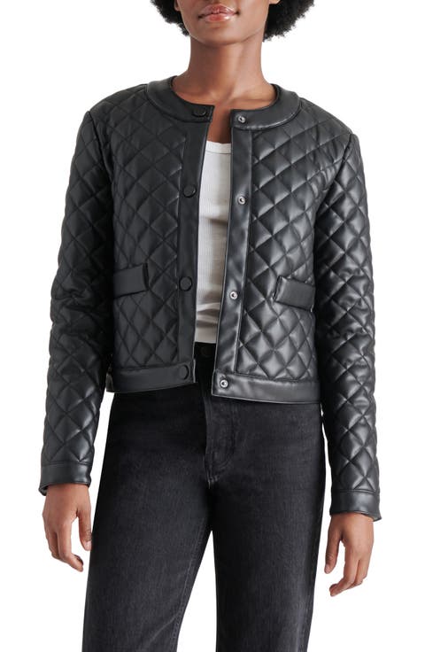 Martine Quilted Faux Leather Jacket