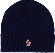 Moncler Grenoble Embroidered Logo Rib Wool Beanie