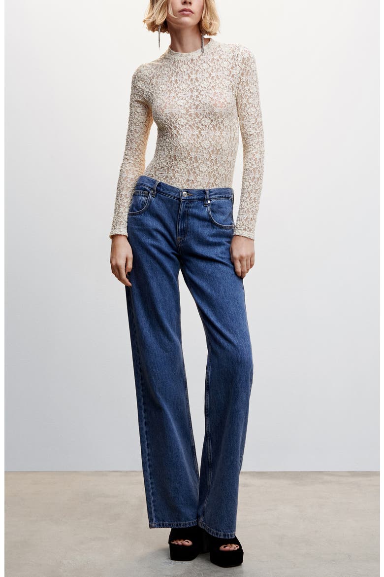 Semisheer Floral Lace Top, Alternate, color, OFF WHITE