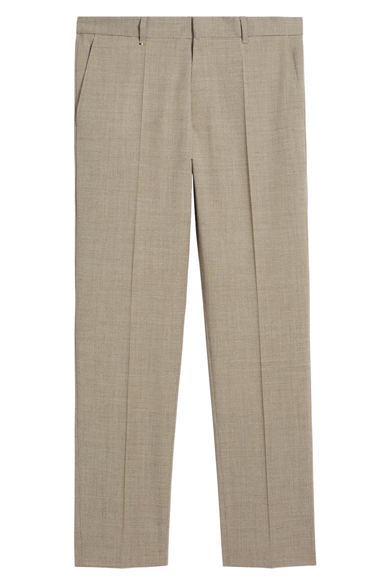 Genius Slim Fit Tan Microcheck Flat Front Stretch Dress Pants, Alternate, color, LIGHT BEIGE