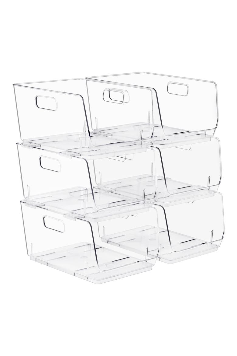 6-Pack Stackable Open Front Bins, Main, color, NO COLOR