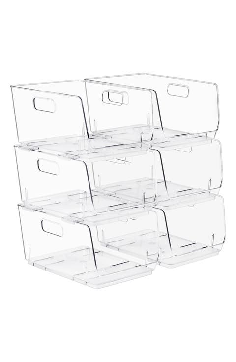 6-Pack Stackable Open Front Bins