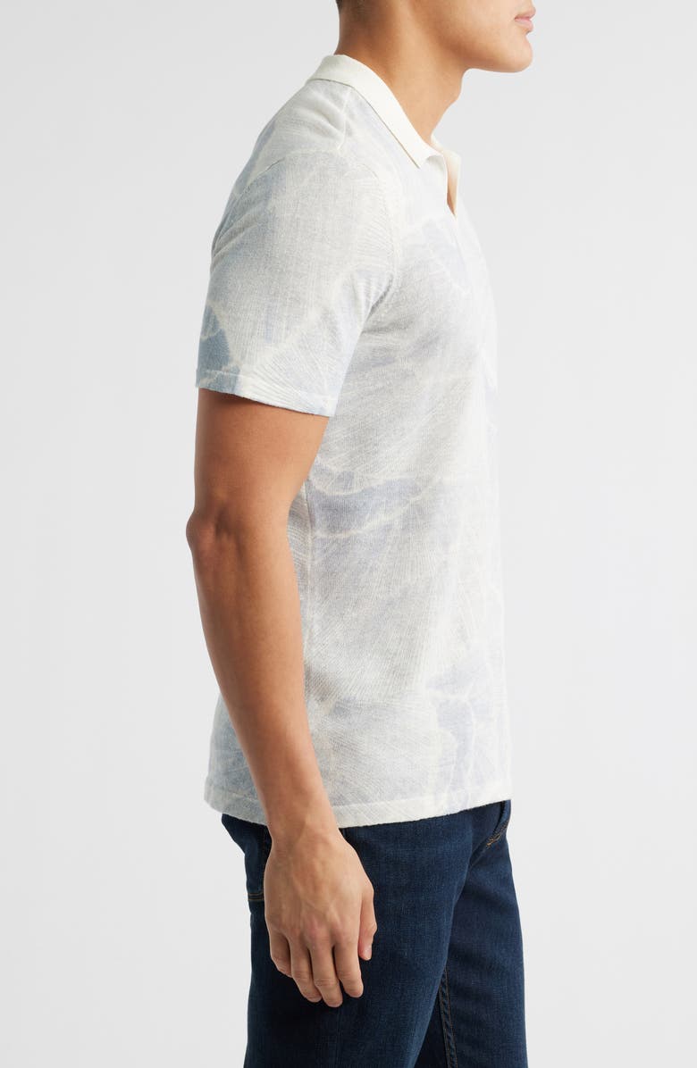 Robert Barakett Asher Print Linen Blend Polo Shirt, Alternate, color, Grey