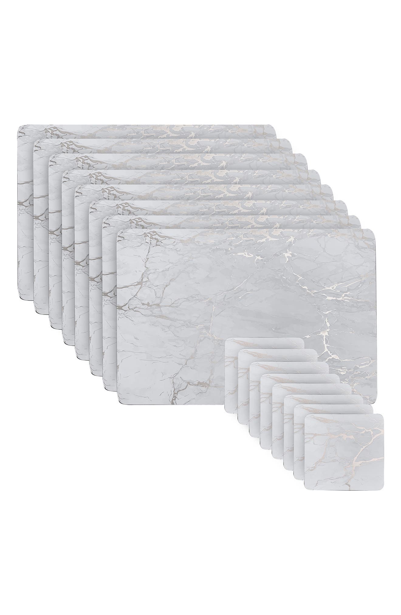 DAINTY HOME Marble Print 16-Piece Placemat & Coaster Set