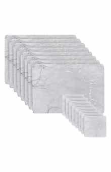 DAINTY HOME Marble Print 16-Piece Placemat & Coaster Set