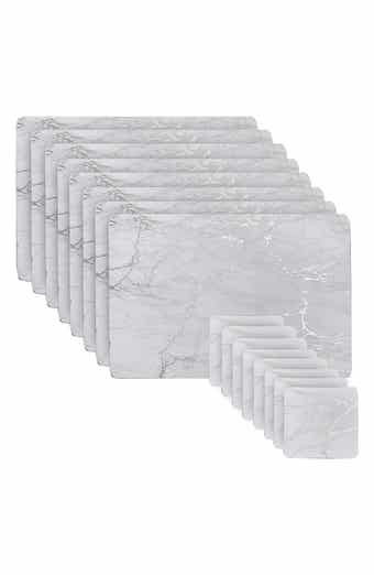 DAINTY HOME Marble Print 16-Piece Placemat & Coaster Set