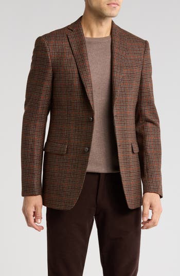 John Varvatos Star Usa Plaid Wool Blend Sport Coat In Brown