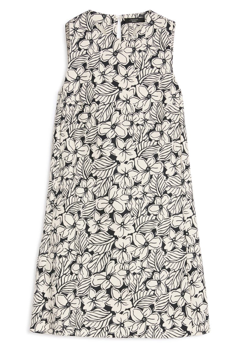 Giallo Floral Stretch Cotton Shift Dress, Alternate, color, BLACK