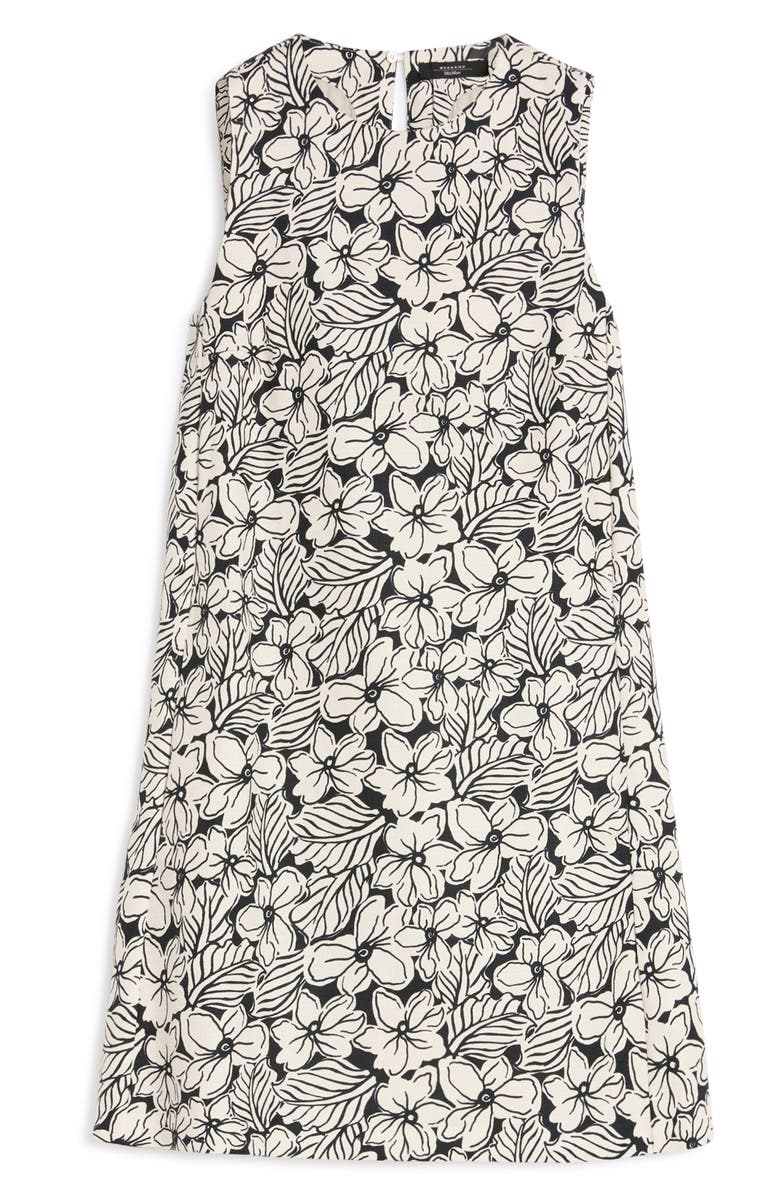 Weekend Max Mara Giallo Floral Stretch Cotton Shift Dress, Alternate, color, Black