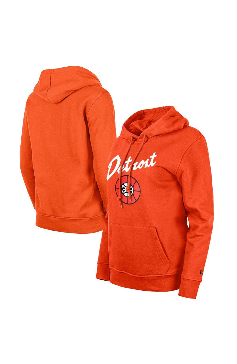 New Era Women's New Era Orange Detroit Pistons 2023/24 City Edition Pullover Hoodie, Main, color, 