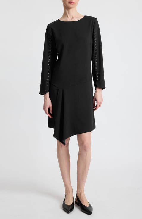 Essie Shift Dress with Grommet Detail in Soft Crepe