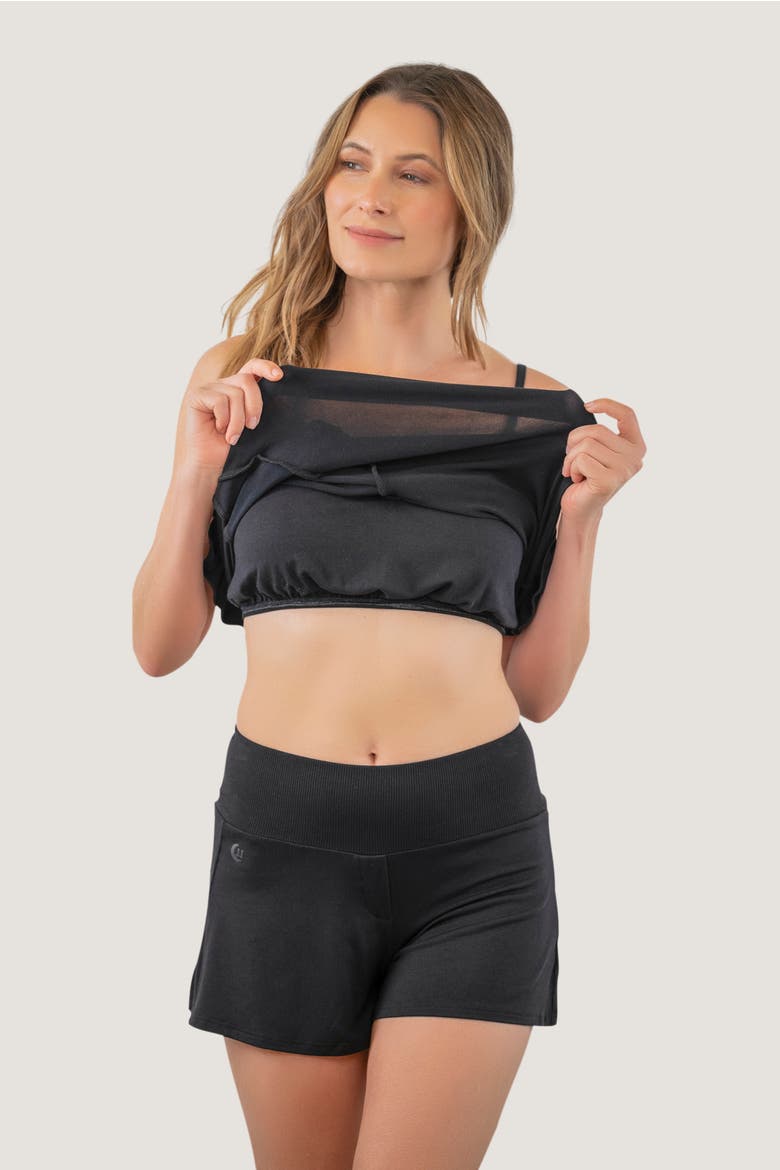 Frill Seeker Ruffle Lounge Top, Alternate, color, Black