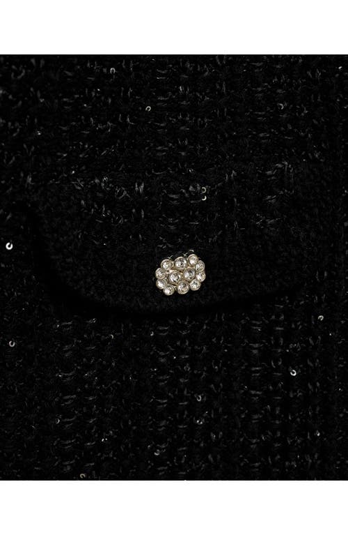 Mango Sequin Cardigan In Black
