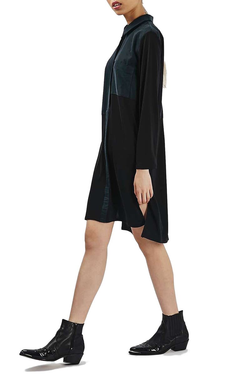 Topshop Hybrid Long Sleeve Shirtdress, Alternate, color, 