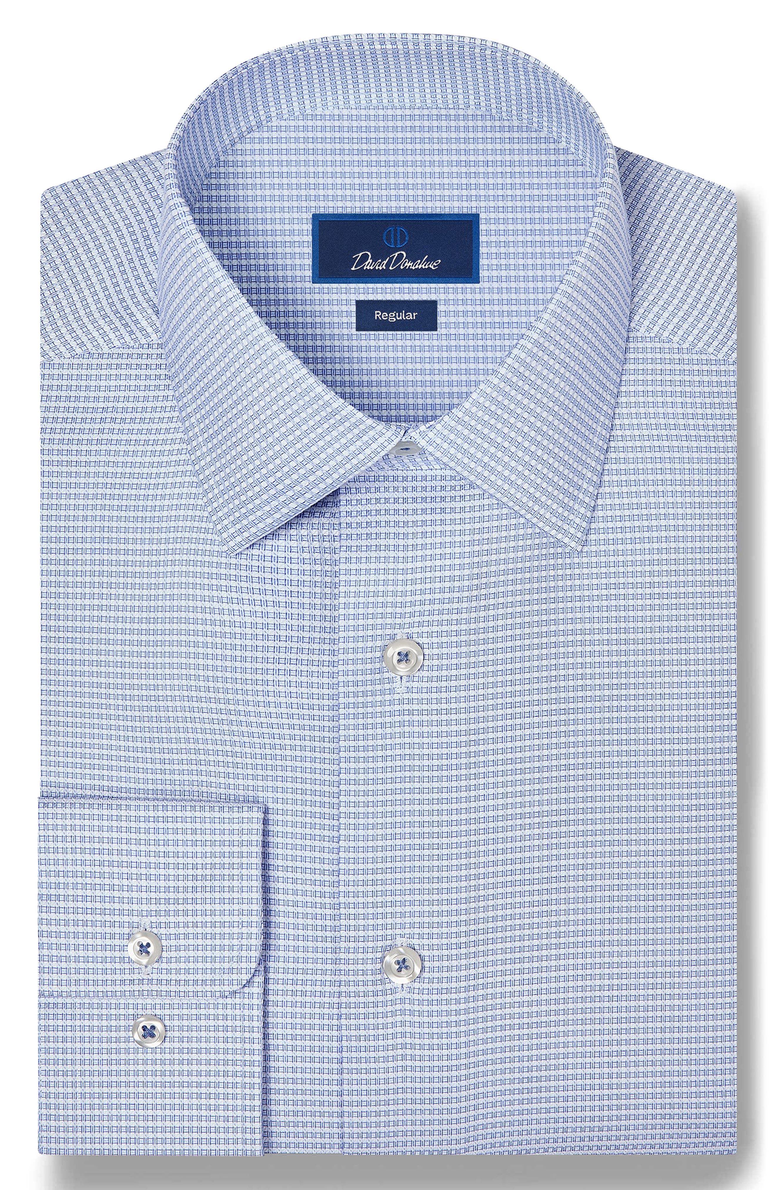 David Donahue Regular Fit Micro Dobby Dress Shirt (Men) | Nordstrom