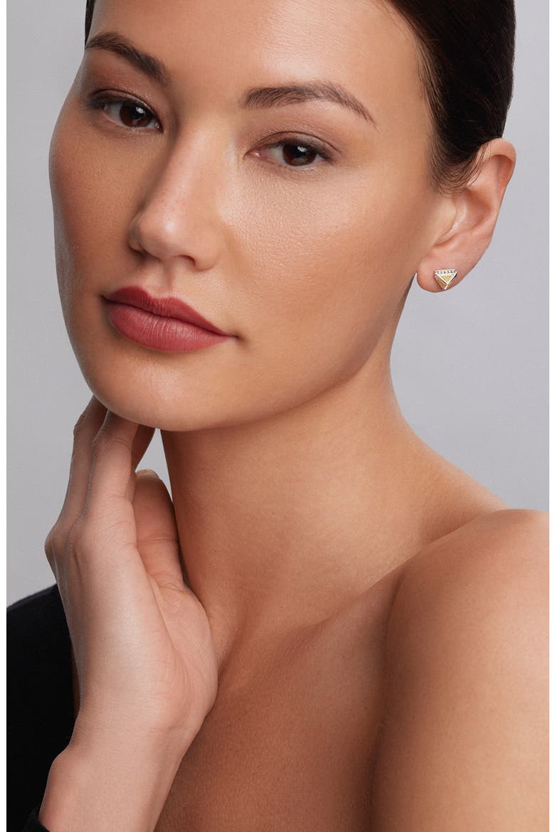 KSL Two-Tone Pyramid Stud Earrings, Alternate, color, SILVER