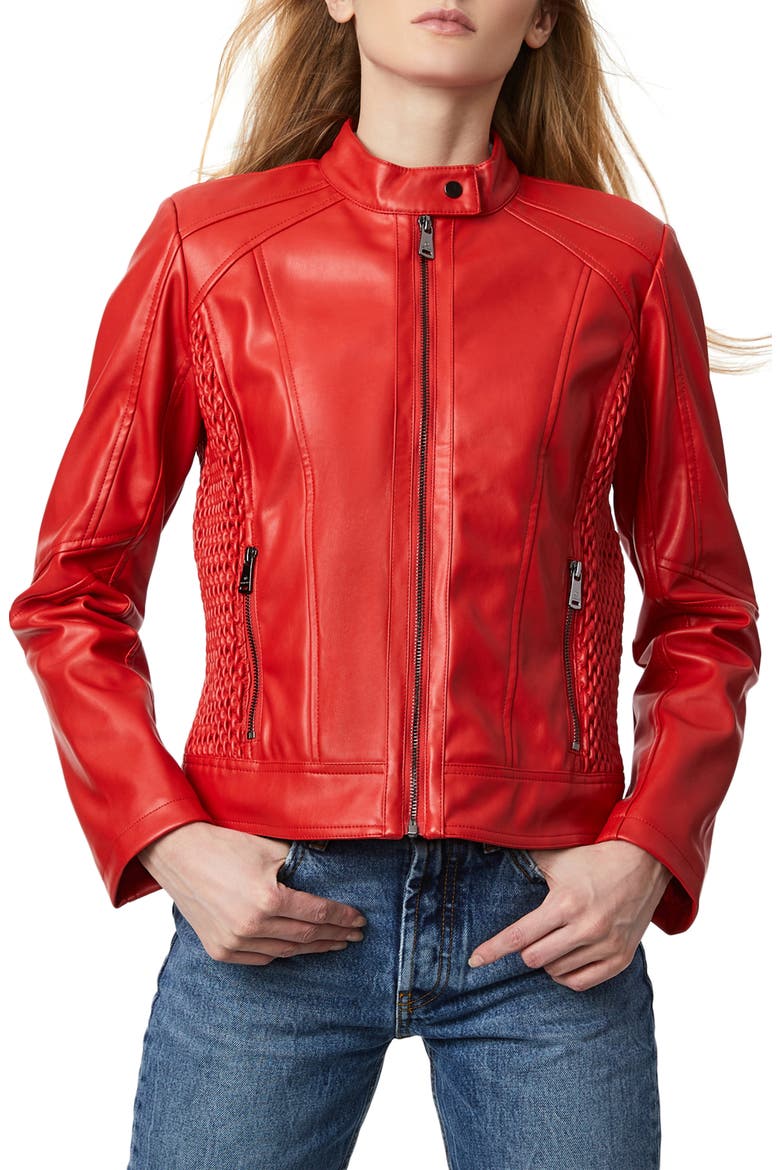 Faux Leather Scuba Jacket, Main, color, APPLE RED
