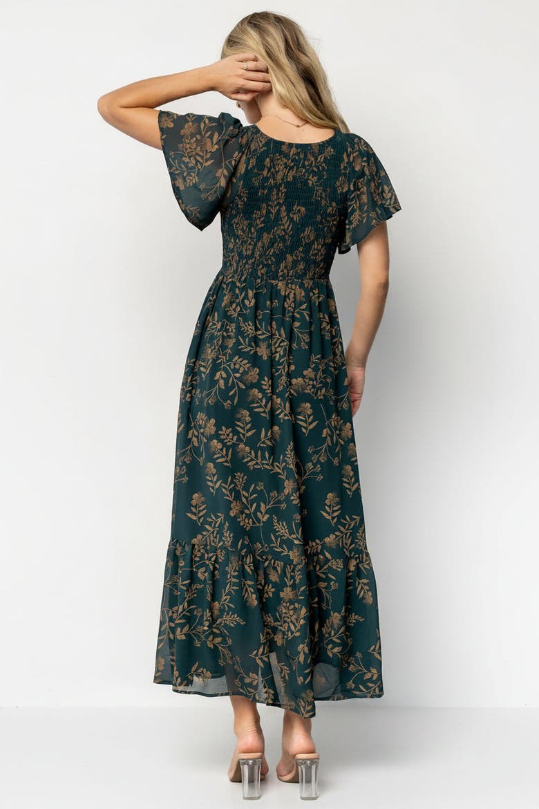 Monica Smocked Dress, Alternate, color, Deep Topaz + Gold
