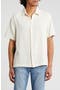 Textured Stripe Short Sleeve Button-Up Shirt