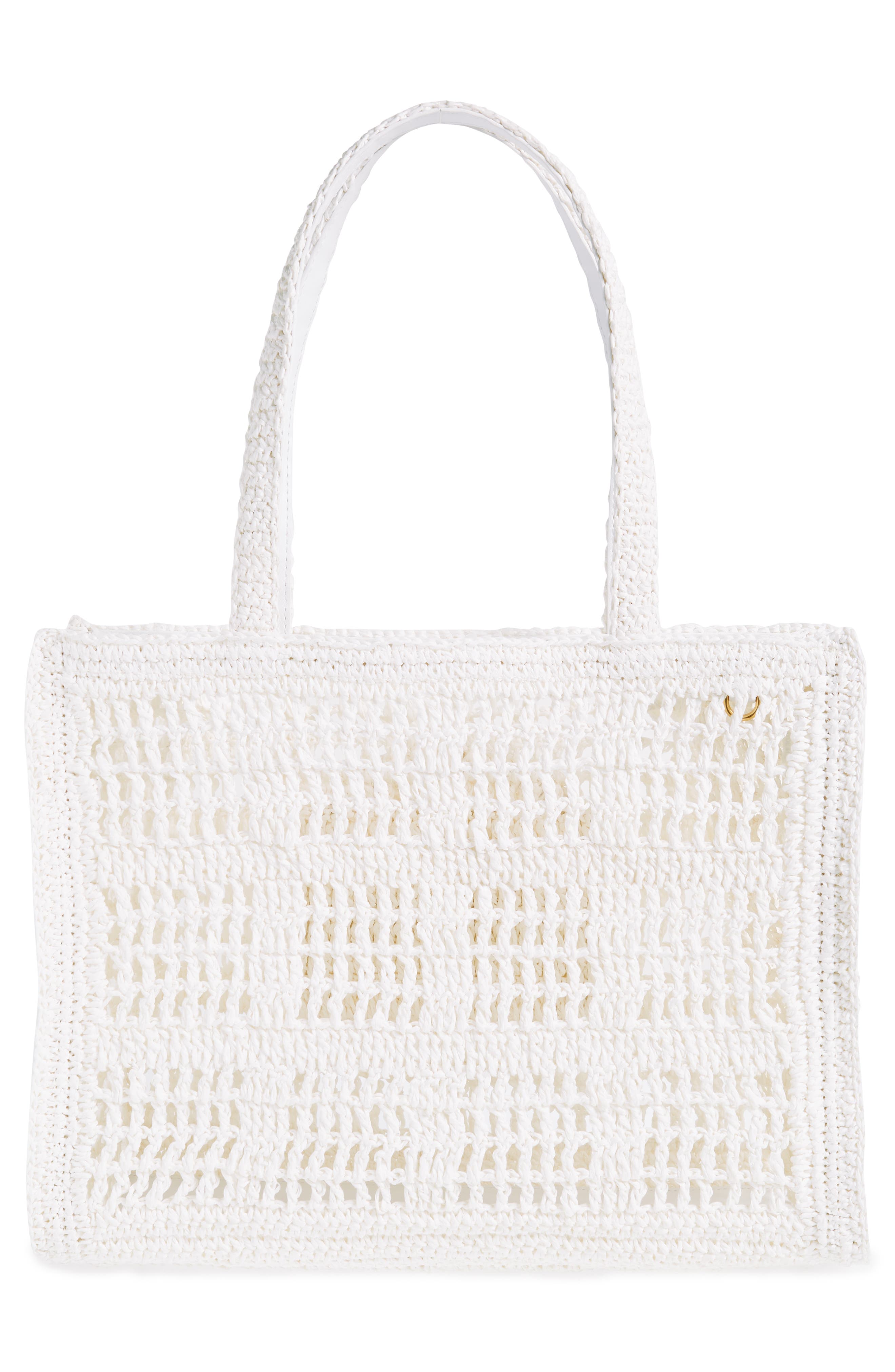 Ella Small Hand Crochet Tote, Alternate, color, WHITE