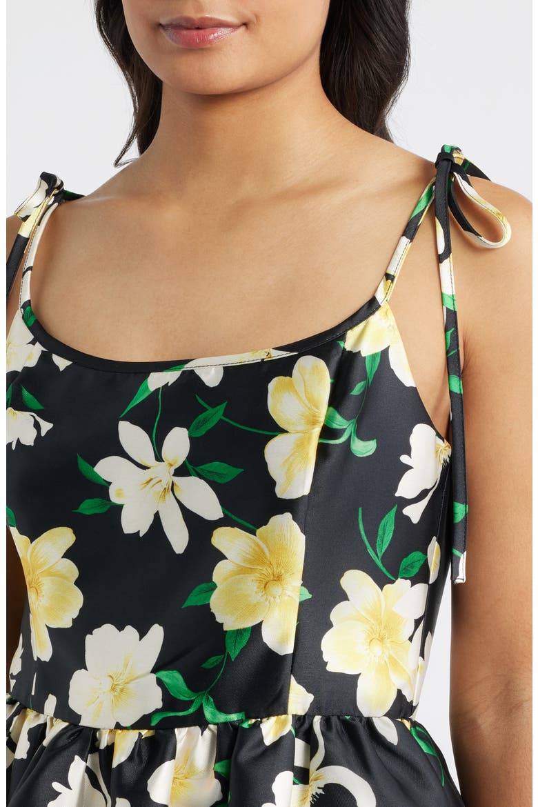 Floral Tie Strap Minidress, Alternate, color, BLACK MULTI