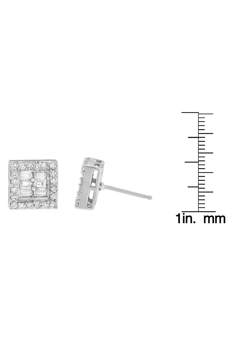 Haus of Brilliance 14K White Gold 1 cttw Round and Baguette Diamond Stud Earrings, Alternate, color, White