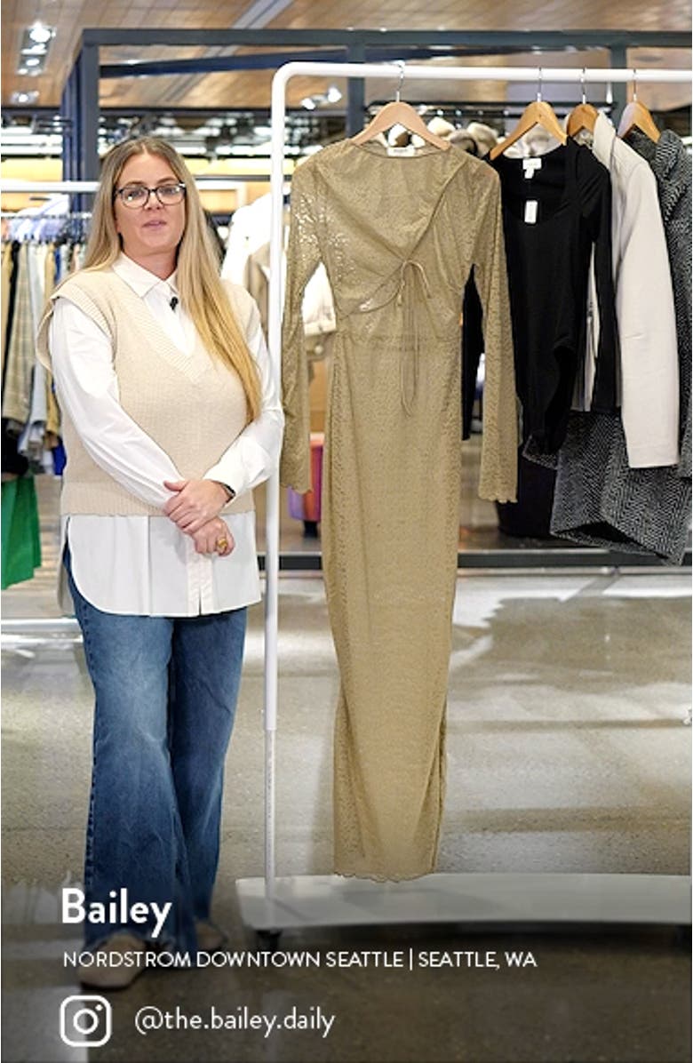 Giovanna Floral Lace Long Sleeve Body-Con Dress, sales video thumbnail