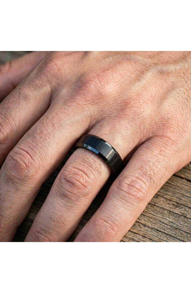 Bliss Diamond Men's Brushed Black Tungsten 6mm Beveled Ring Wedding Band, Alternate, color, Black Tungsten