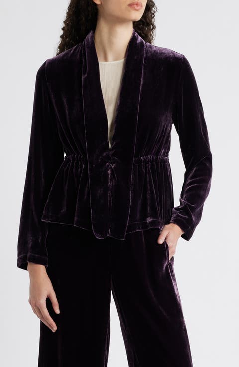 Shawl Collar Velvet Jacket